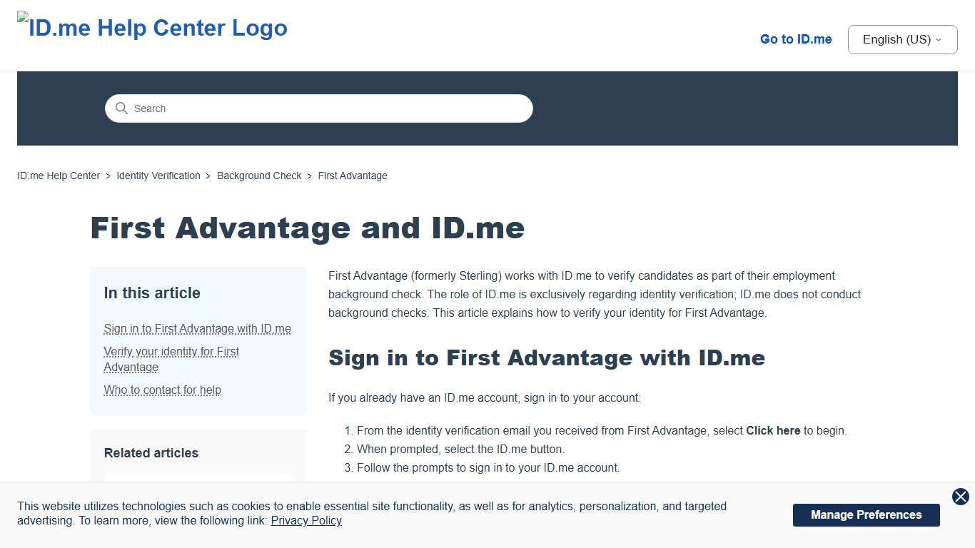 First Advantage and ID.me – ID.me Help Center
